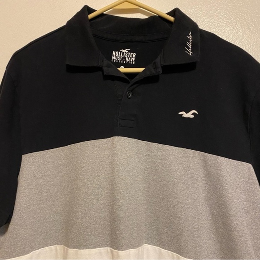 Hollister Must Have Shirt Mens Size XL Polo Pullover‎ Gray White Collared